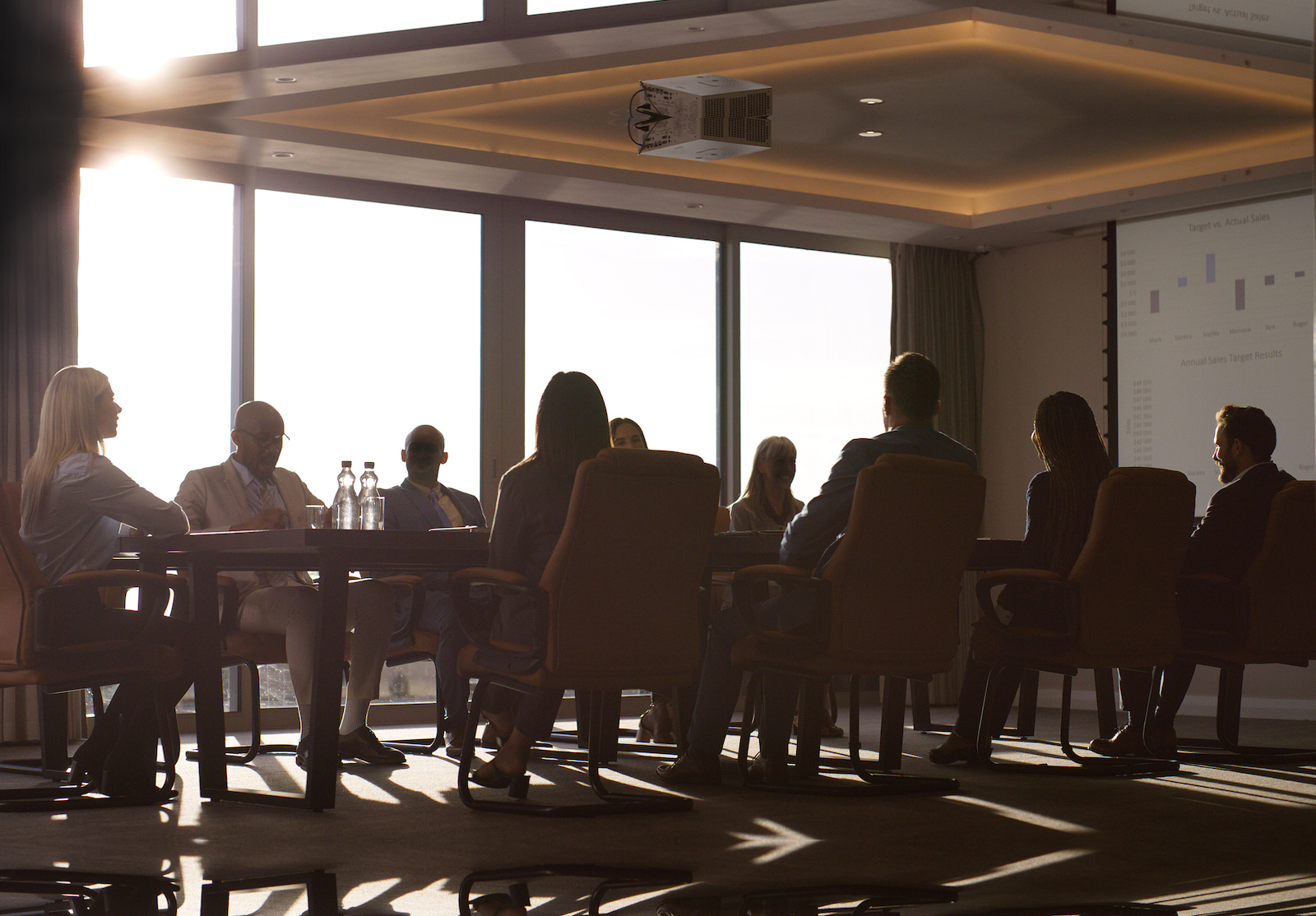 Meeting, teamwork and discussion with business people in office for planning, budget review and pitch. Sales projection, partnership and boardroom with employees in agency for proposal and research alternate text for this image